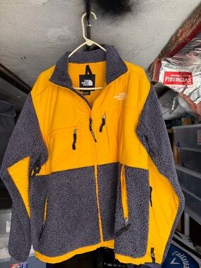 The North Face Yellow and Gray Sherpa Hybrid Jacket